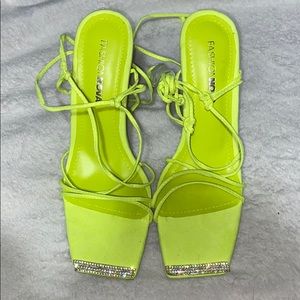Fashion Nova Lime Green Square Toed Heels 🤩